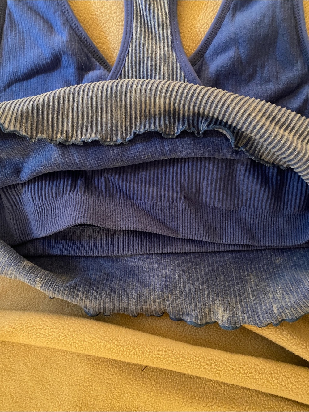 Blue Ribbed Racerback sports bra - Picture 3 of 4